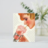 Postkarte Retro Stilvolles Gal mit Soda Fountain D (Stehend Vorderseite)