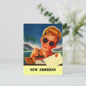 Postkarte Retro Travel Kontakt Neue Adresse ändern (Stehend Vorderseite)