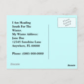 Postkarte Retro Urlaub Kontakt oder Winteradresse (Rückseite)