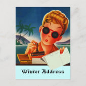 Postkarte Retro Urlaub Kontakt oder Winteradresse (Vorderseite)