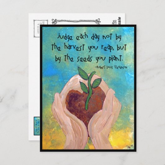 Postkarte: Robert Louis Stevenson Zitat Gemälde Postkarte (Vorne/Hinten)