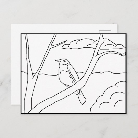 Postkarte - Robin to Color (Vorne/Hinten)