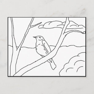 Postkarte - Robin zum Ausmalen