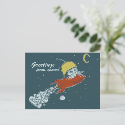 Postkarte - rocketship (Stehend Vorderseite)