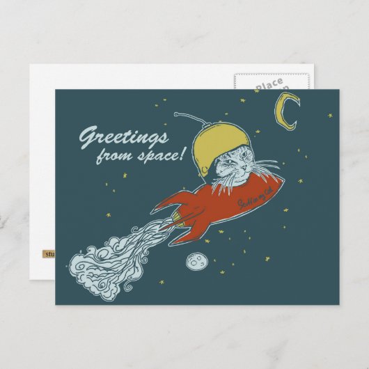 Postkarte - rocketship (Vorne/Hinten)