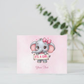 Postkarte rosa Elefant (Stehend Vorderseite)