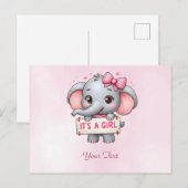 Postkarte rosa Elefant (Vorne/Hinten)