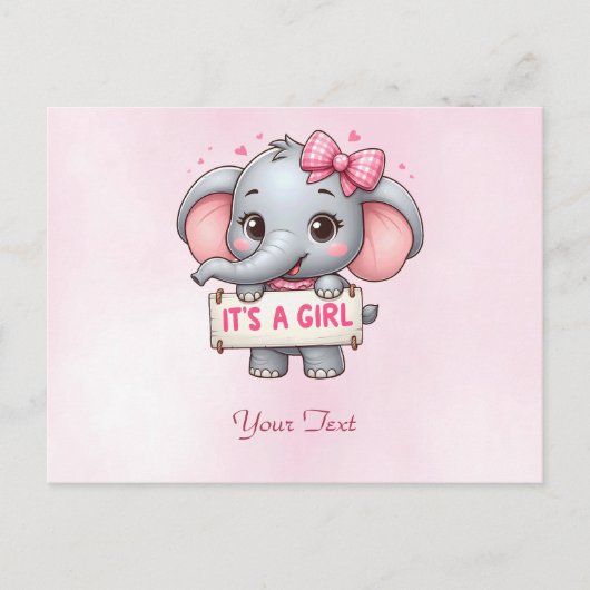 Postkarte rosa Elefant (Vorderseite)