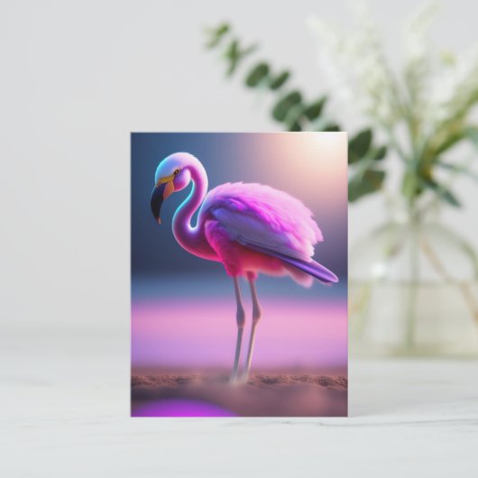 Postkarte Rosa Flamingo (Stehend Vorderseite)