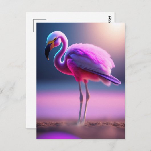 Postkarte Rosa Flamingo (Vorne/Hinten)