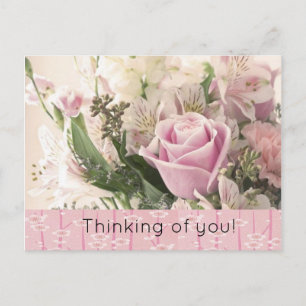 Postkarte Rosa Rose Floral Ich denke an dich