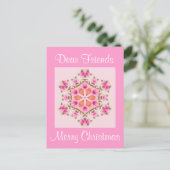 Postkarte Rosa und orange Schneeflocke (Stehend Vorderseite)