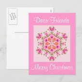 Postkarte Rosa und orange Schneeflocke (Vorne/Hinten)
