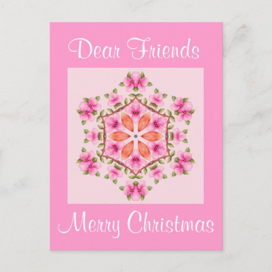 Postkarte Rosa und orange Schneeflocke (Vorderseite)