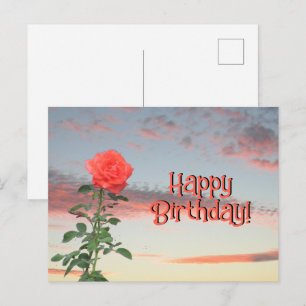 Postkarte - Rose bei Sonnenuntergang