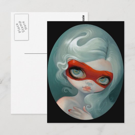 Postkarte "Rote Maske" (Vorne/Hinten)