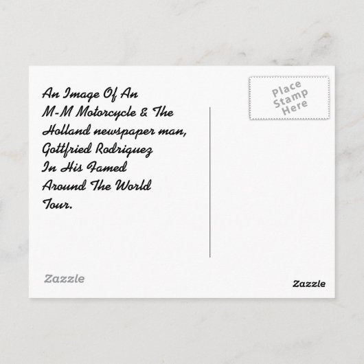 Postkarte rund um die World Tour M-M Motorrad (Rückseite)