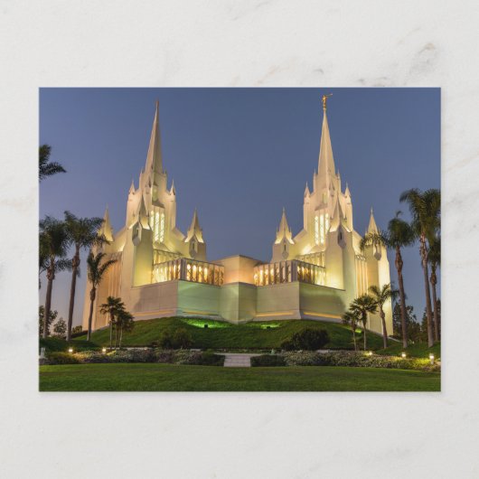 Postkarte: San Diego LDS Temple Abend Image Postkarte (Vorderseite)