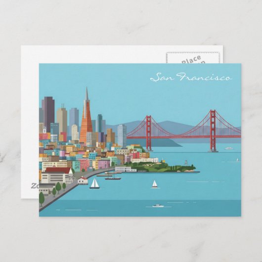 Postkarte San Francisco Golden Gate Bridge (Vorne/Hinten)