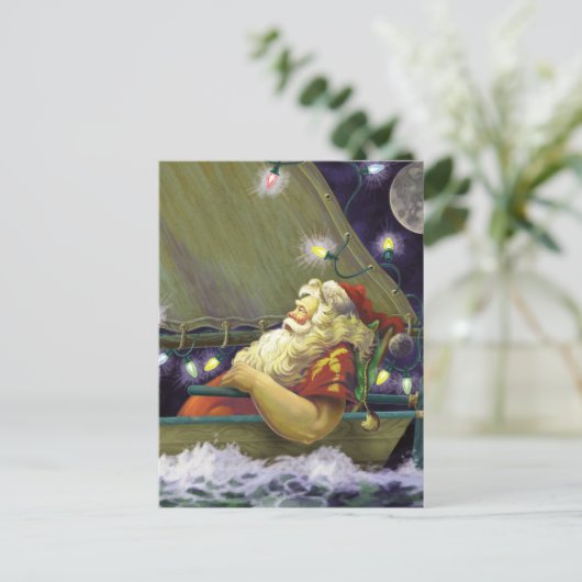 Postkarte Santa Boat (Stehend Vorderseite)