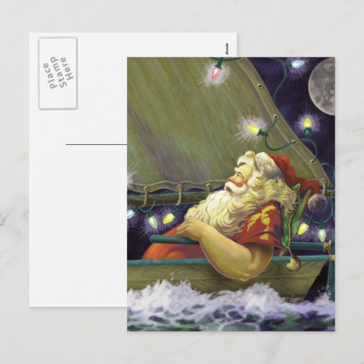 Postkarte Santa Boat (Vorne/Hinten)