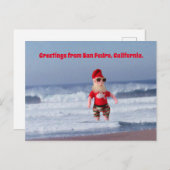 Postkarte - Santa in Surf (Vorne/Hinten)