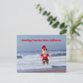 Postkarte - Santa in Surf (Stehend Vorderseite)