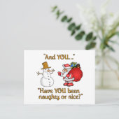 Postkarte Santa & Snowman - anpassen (Stehend Vorderseite)