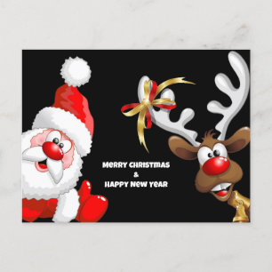 Postkarte Santa und Rentiere