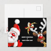 Postkarte Santa und Rentiere (Vorne/Hinten)