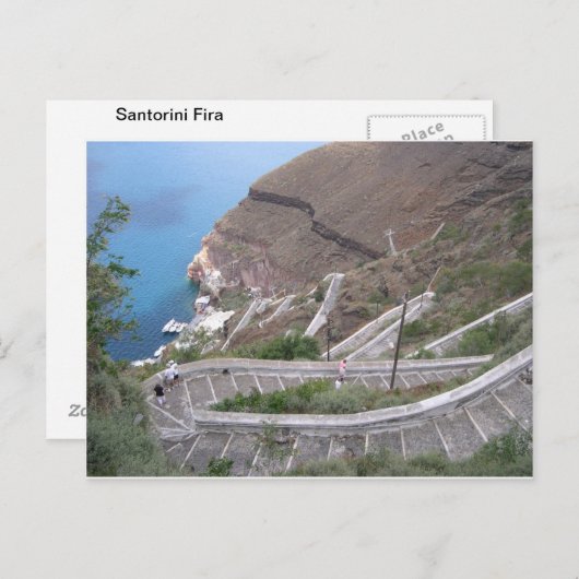 Postkarte Santorini Fira Treppe zum Hafen (Vorne/Hinten)