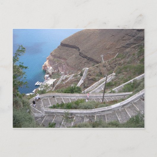 Postkarte Santorini Fira Treppe zum Hafen (Vorderseite)