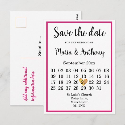 Postkarte — Save the Date (Vorne/Hinten)