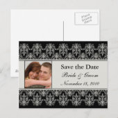 Postkarte Save the Date Foto - Damask (Vorne/Hinten)