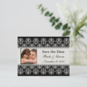Postkarte Save the Date Foto - Damask (Stehend Vorderseite)