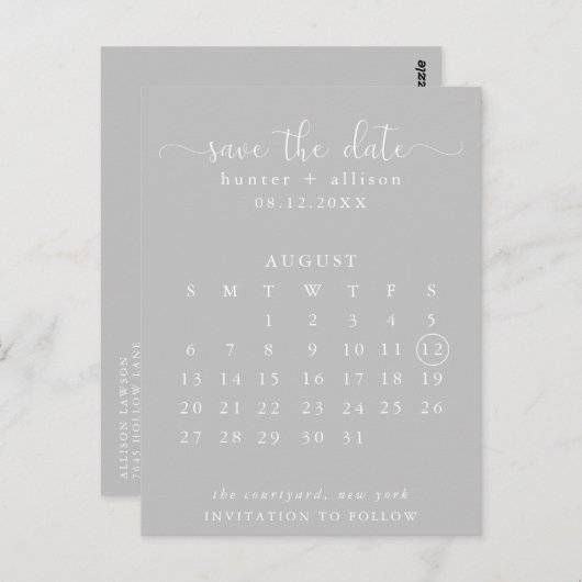 Postkarte | SAVE THE DATE | Kalender (Vorne/Hinten)