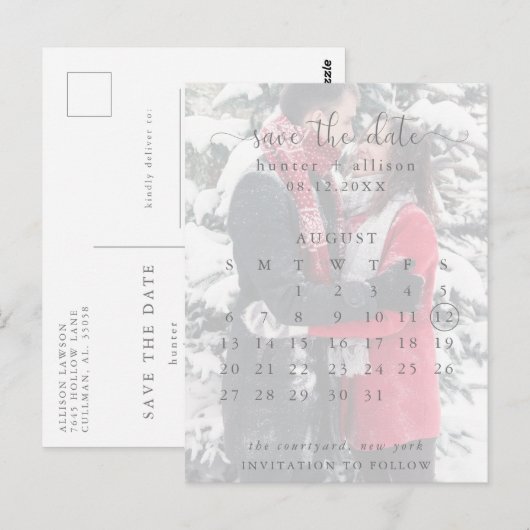 Postkarte | SAVE THE DATE | Kalender (Vorne/Hinten)