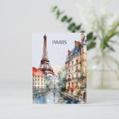 POSTKARTE Schöne Wasserfarben von Paris Reise (Stehend Vorderseite)