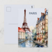 POSTKARTE Schöne Wasserfarben von Paris Reise (Vorne/Hinten)
