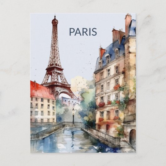 POSTKARTE Schöne Wasserfarben von Paris Reise (Vorderseite)
