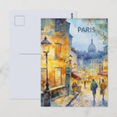 POSTKARTE Schöne Wasserfarben von Paris Reise (Vorne/Hinten)