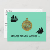 Postkarte - Segeln in neue Gewässer (Vorne/Hinten)