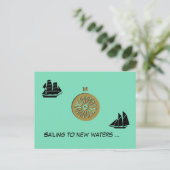 Postkarte - Segeln in neue Gewässer (Stehend Vorderseite)