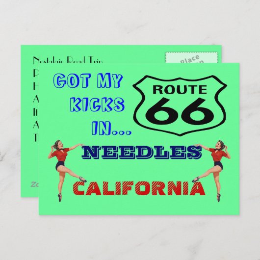 Postkarte Sie erhalten Ihre Kicks auf Route 66 - R (Vorne/Hinten)