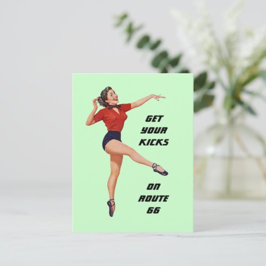 Postkarte Sie erhalten Ihre Kicks auf Route 66 - R (Stehend Vorderseite)