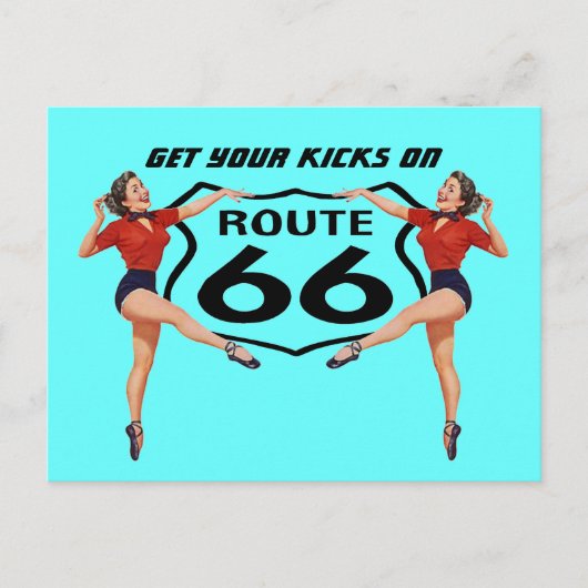 Postkarte Sie erhalten Ihre Kicks auf Route 66 - R (Vorderseite)