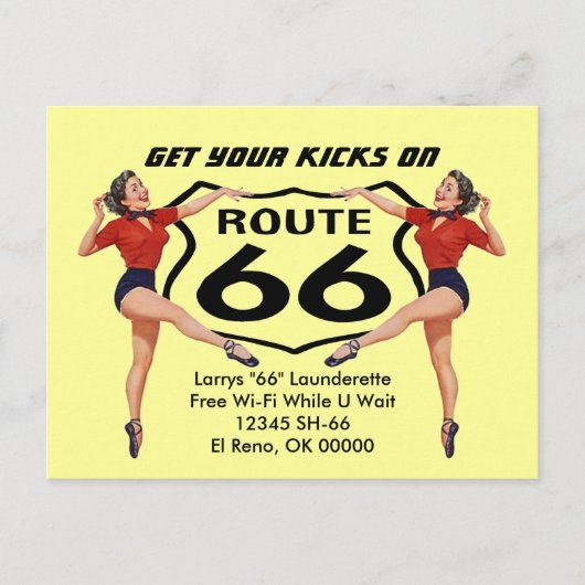 Postkarte Sie erhalten Ihre Kicks auf Route 66 Wer (Vorderseite)