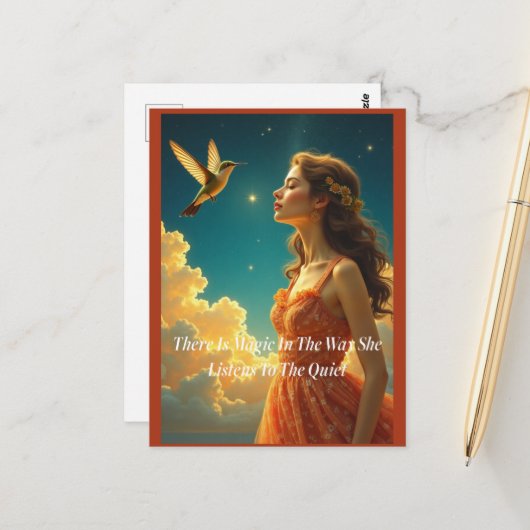 Postkarte - Sie fällt in Liebe mit dem Nachmittag (Vorderseite/Rückseite Beispiel)