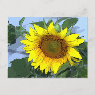 Postkarte Sonnenblume mit Cartoon Wirkung Gelb