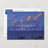 POSTKARTE/ SONNENESSEN AM STRAND IN TURKS & CAICOS POSTKARTE (Vorne/Hinten)